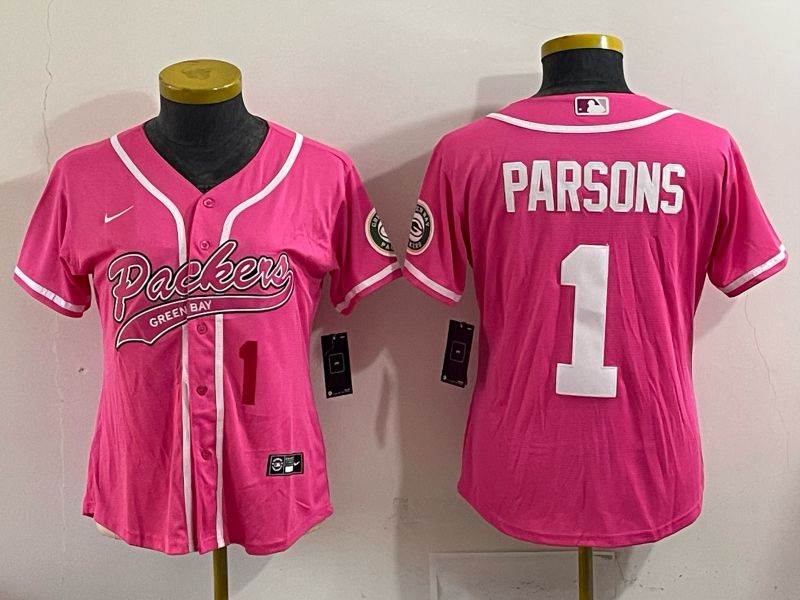 Women 2025 Green Bay Packers #1 Parsons Pink Nike Limited NFL Jersey style 006